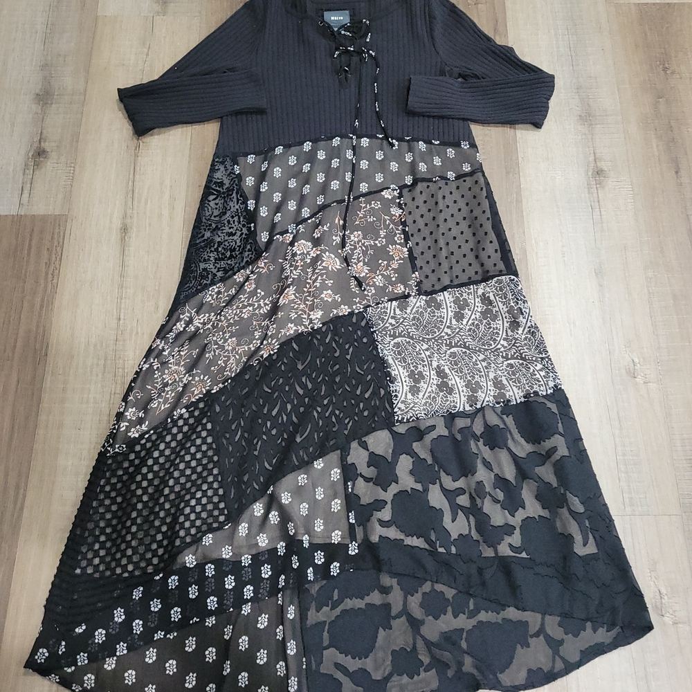 Elegant Black Patchwork Dress - image 7